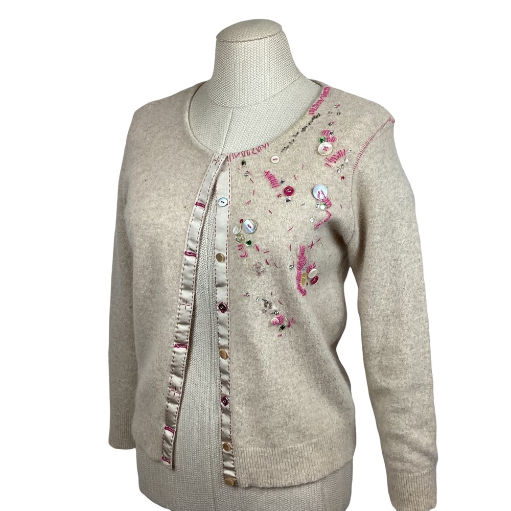 FREE PEOPLE Embellished Cardigan Sweater Oatmeal NWT Art to Wear